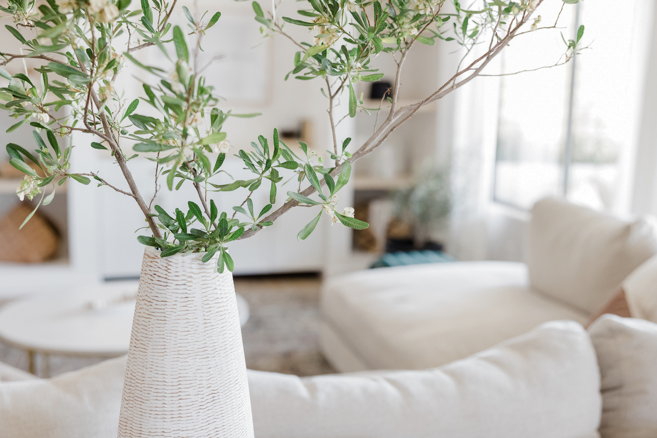 White Wicker Vase in the Living Room
