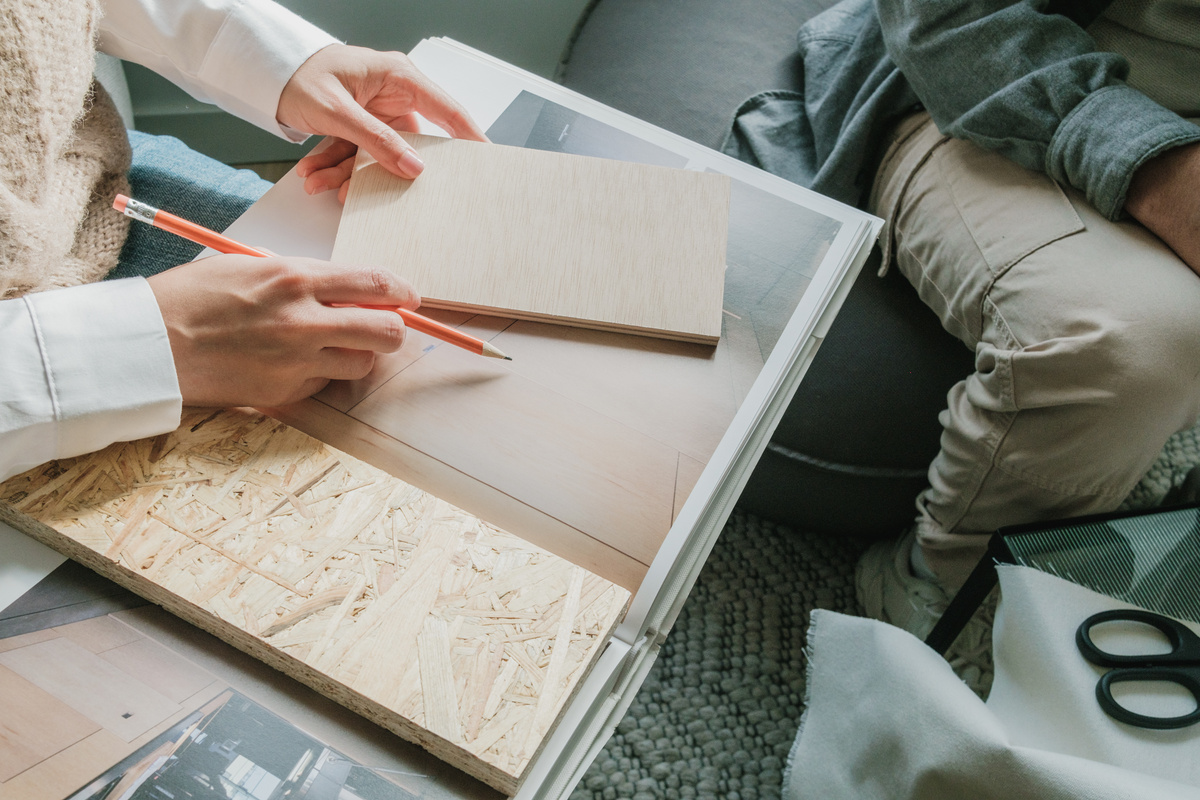 Interior Designer Selecting Materials